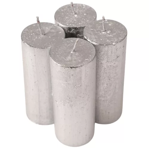 Rustikálna metalická adventná sada sviečok, 10 x 4cm - Strieborná
