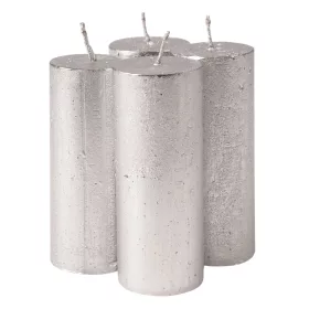   Rustikálna metalická adventná sada sviečok, 10 x 4cm - Strieborná