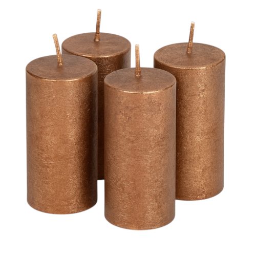 Rustikálna metalická adventná súprava sviečok, 10 x 4 cm – Bronzová
