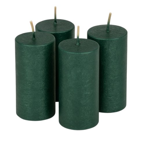 Rustikálna metalická adventná súprava sviečok, 10 x 4 cm – Tmavozelená