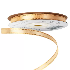 Saténová stuha so zlatým okrajom 6mm x 20m - Krémová  