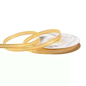 Saténová stuha so zlatým okrajom 6mm x 20m - Krémová  
