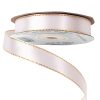 Saténová stuha so zlatým okrajom 16mm x 20m - Biela  
