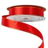 Saténová stuha so zlatým okrajom 16mm x 20m - Červená  