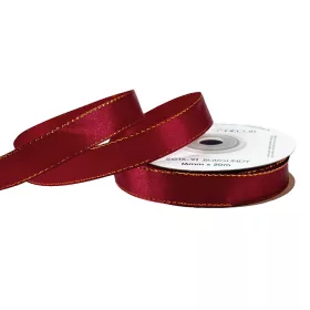 Saténová stuha so zlatým okrajom 16mm x 20m - Bordová  