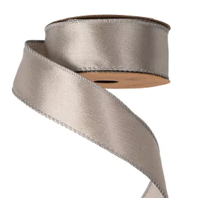   Lesklá saténová stuha s drôtovým lemom 38mm x 5m - Strieborná  