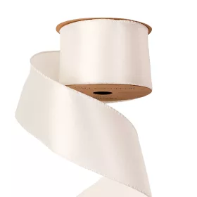   Lesklá saténová stuha s drôtovým lemom 63mm x 5m - Biela  