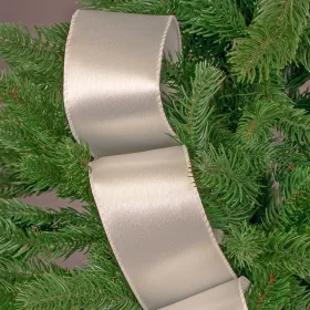   Lesklá saténová stuha s drôtovým lemom 63mm x 5m - Biela  