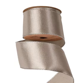   Lesklá saténová stuha s drôtovým lemom 63mm x 5m - Strieborná  