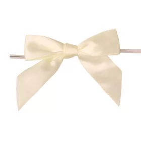   Saténová mašľa, cca. 9 x 7cm, s drôtikom na zadnej strane, 10ks - Ecru