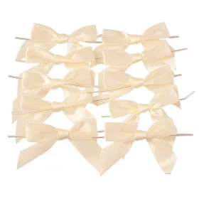   Saténová mašľa, cca. 9 x 7cm, s drôtikom na zadnej strane, 10ks - Ecru