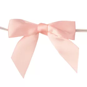   Saténová mašľa, cca. 9 x 7cm, s drôtikom na zadnej strane, 10ks - Púdrová ružová