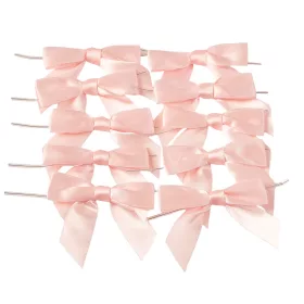   Saténová mašľa, cca. 9 x 7cm, s drôtikom na zadnej strane, 10ks - Púdrová ružová