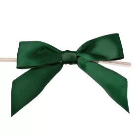   Saténová mašľa, cca. 9 x 7cm, s drôtikom na zadnej strane, 10ks - Tmavozelená