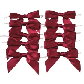   Saténová mašľa, cca. 9 x 7cm, s drôtikom na zadnej strane, 10ks - Bordová