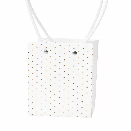 10 ks. Embosovaná taška na kvety 11.5(v) x 11.5(š) x 13(h) cm - Bielá