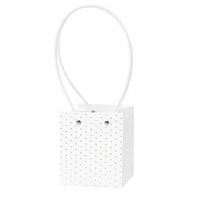   10 ks. Embosovaná taška na kvety 11.5(v) x 11.5(š) x 13(h) cm - Bielá