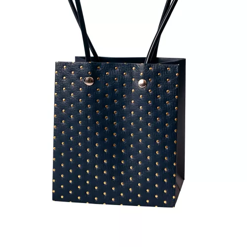 10 ks. Embosovaná taška na kvety 11.5(v) x 11.5(š) x 13(h) cm - Námornícka modrá