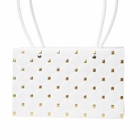   10 ks. Embosovaná taška na kvety 22(v) x 10.5(š) x 13.5(h) cm - Bielá/Zlatá