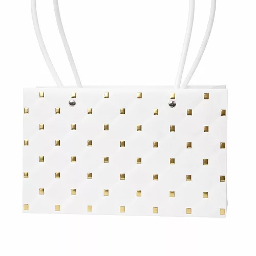 10 ks. Embosovaná taška na kvety 22(v) x 10.5(š) x 13.5(h) cm - Bielá/Zlatá