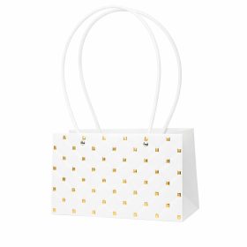   10 ks. Embosovaná taška na kvety 22(v) x 10.5(š) x 13.5(h) cm - Bielá/Zlatá