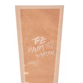   Fóliový sáčok na kvety „BE HAPPY EVERYDAY” s Bielám rámčekom 12.5 x 4 x 40 cm, 30 ks. - Prírodná